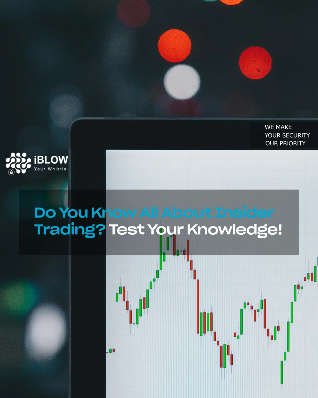 Computer screen with stock performance graph, in iBlow.eu blog article Do You Know All About Insider Trading? Test Your Knowledge!