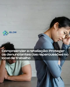 Dois colegas angustiados que sofrem tensão emocional, simbolizando a retaliação no local de trabalho e a ansiedade do denunciante, em artigo sobre Retaliações contra os denunciantes pela iBlow.eu