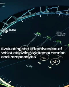 Digital dashboard with performance indicators and metrics, analysing the effectiveness of whistleblowing systems, in an iBlow.eu article